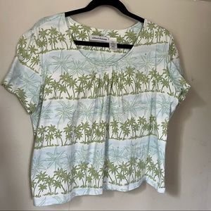 Alfred Dunner PXL woman’s top short sleeves with tropical trees